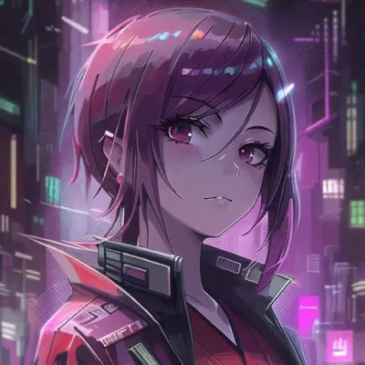 Colorful dreamscape of cyberpunk anime girl - AI Generated Artwork