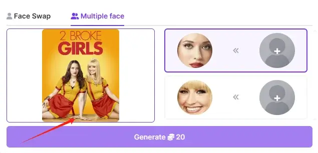 The interface of 'Multiple face'