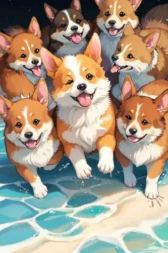 Seven anime doggies